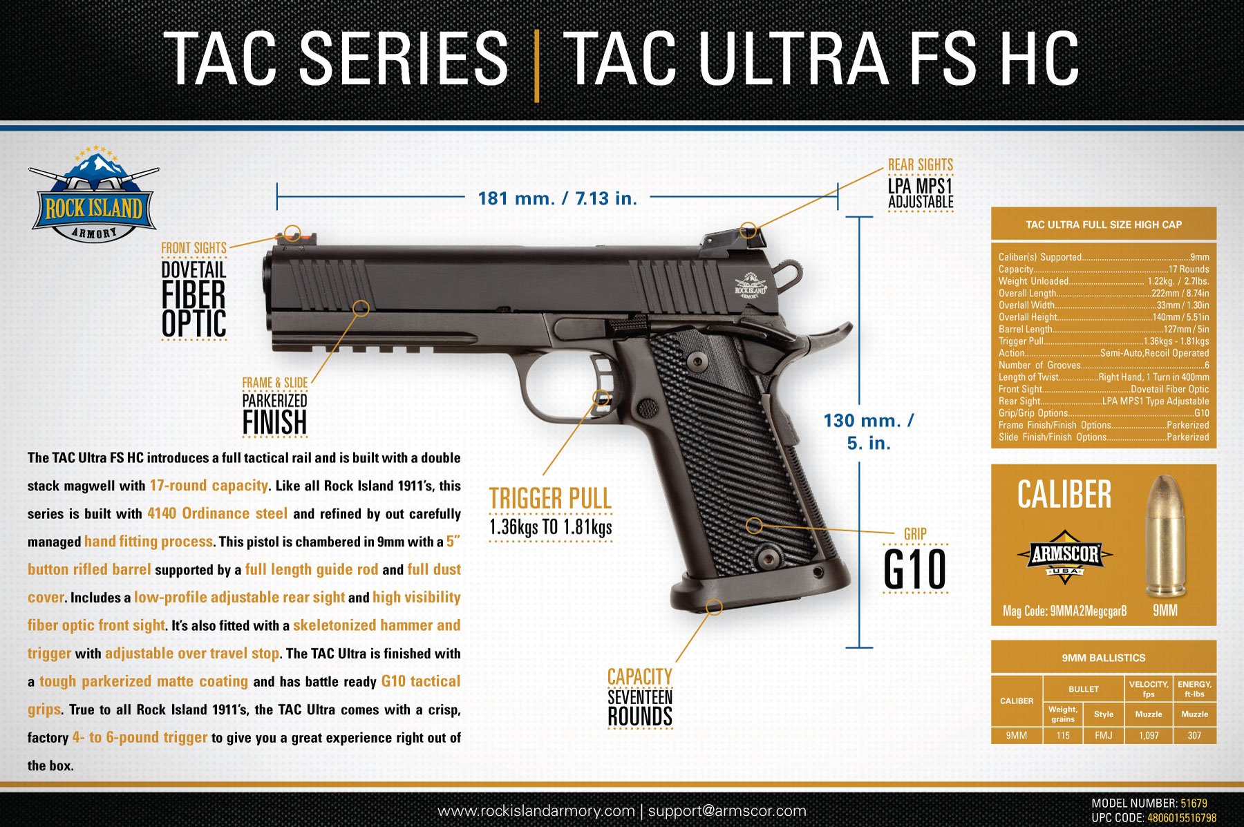 Tac Ultra Fs Hc 9mm 17rd 5730